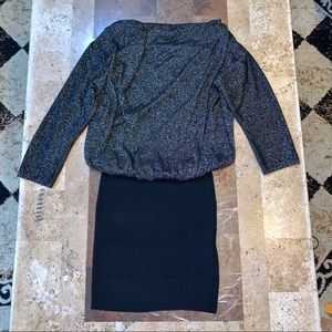 Women’s SZ S Express 2-tone Body Con Black Dress